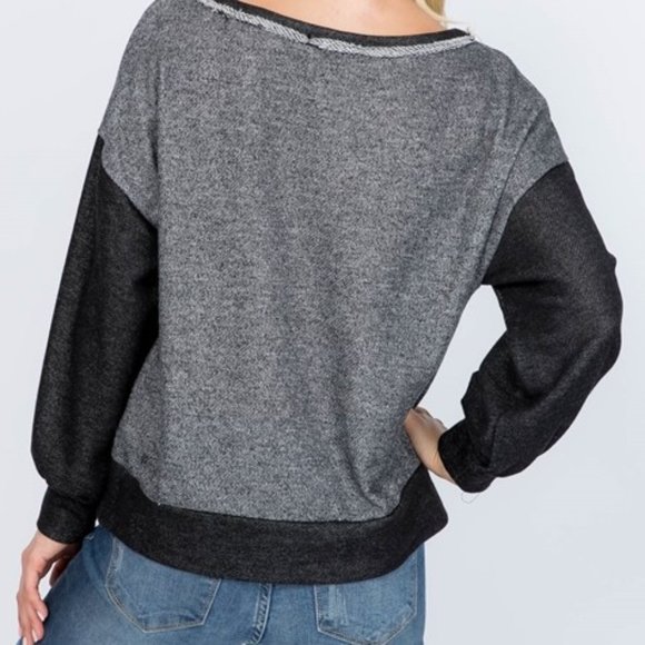 Distressed collar sweatshirt. Positive message ๐ - Picture 3 of 3